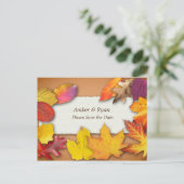秋結婚の紅葉、日付の保存 ポストカード (スタンド正面)