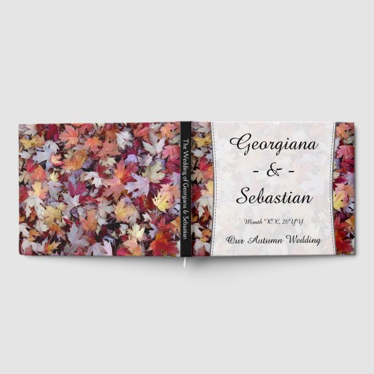 秋結婚の落ちた葉名カスタマイズ+名 ゲストブック (全面)