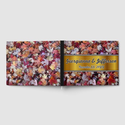 秋結婚の落ちた葉金ゴールドフェイクバンド ゲストブック (全面)