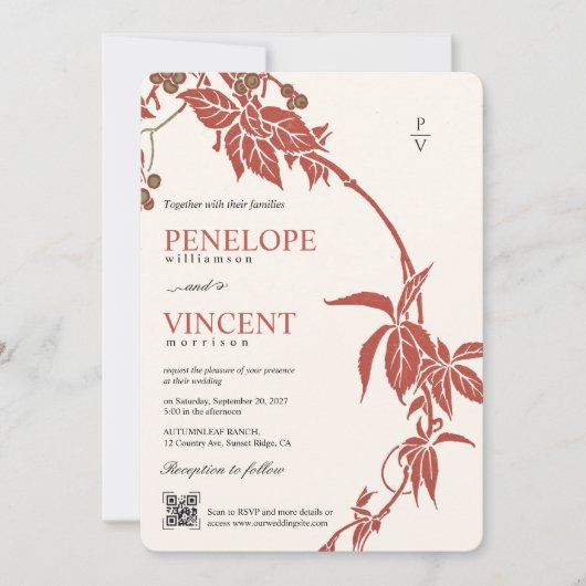 秋結婚の 招待状 (正面)