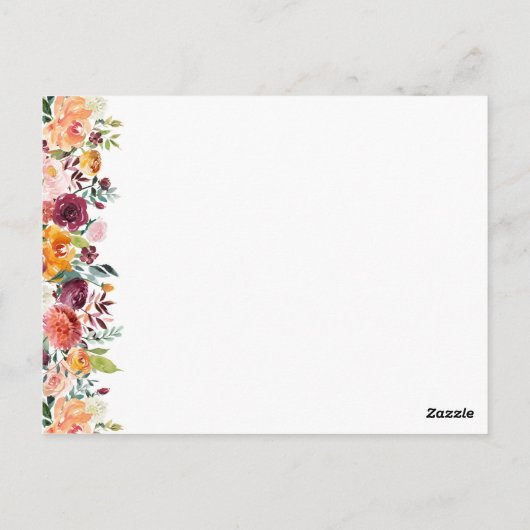 秋結婚フラワーの配置設定サンキューカード ポストカード (裏面)