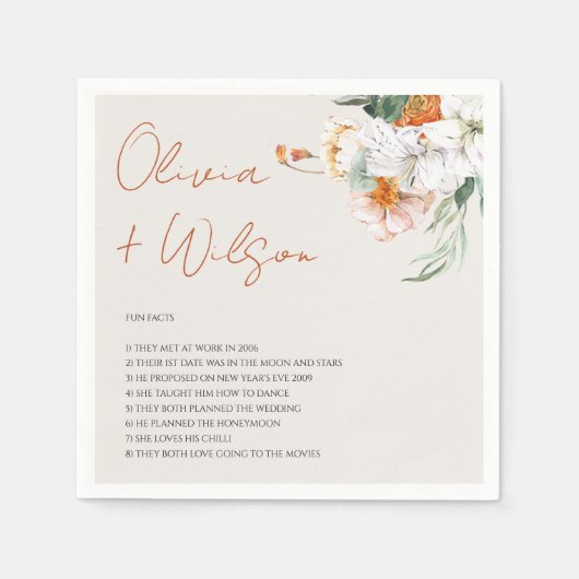 秋結婚フローラのおもしろい新婚時代の事実 スタンダードカクテルナプキン (正面)