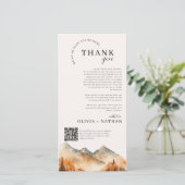 秋結婚山とQRコード サンキューカード (スタンド正面)