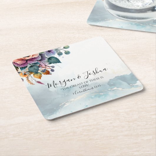 秋結婚式 スクエアペーパーコースター (アングル)