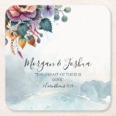 秋結婚式 スクエアペーパーコースター (正面)