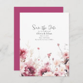 秋結婚暗い赤紫色 セーブザデート (正面/裏面)