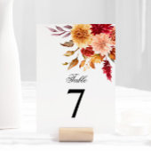 秋結婚花のテーブル番号 招待状