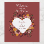 秋結婚花のワインボトルラベル ワインラベル (シングルラベル)