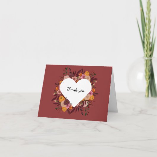 秋結婚花の空白のサンキューカード サンキューカード (正面)