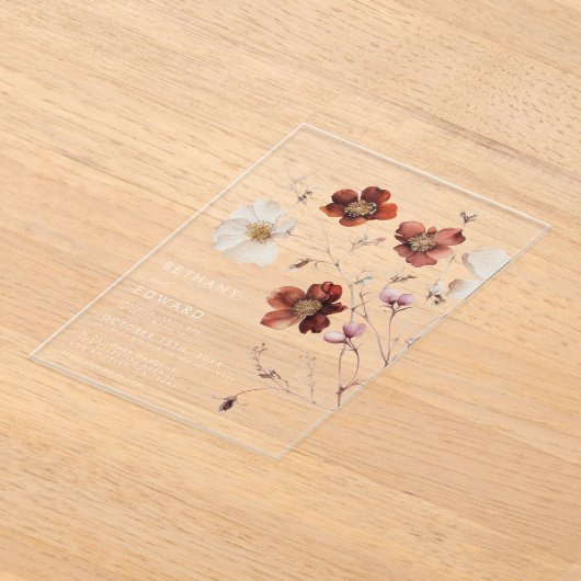 秋結婚野花 アクリル招待状 (レイダウン)