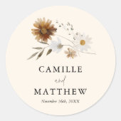 秋結婚野花 ラウンドシール (正面)