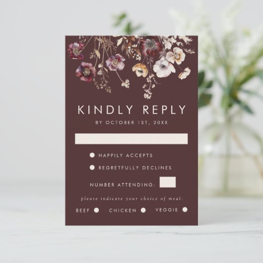 秋結婚野花 出欠カード (スタンド正面)