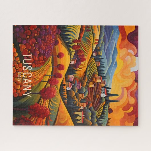 秋絵を描のトスカーナ |イタリア旅行アート ジグソーパズル (横)