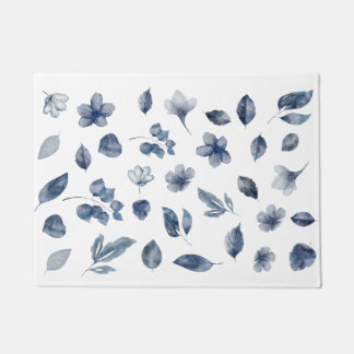 秋絵を描色の手水彩要素 ドアマット