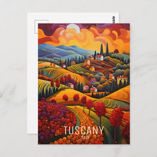 秋絵画のトスカーナ |イタリア旅行 |アート ポストカード (正面/裏面)