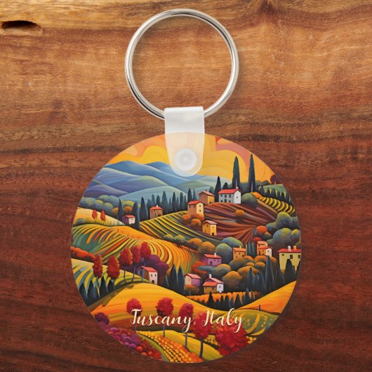 秋絵画のトスカーナ |イタリア |トラベルアート キーホルダー (正面)