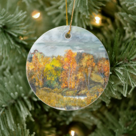 秋絵画の水色 セラミックオーナメント