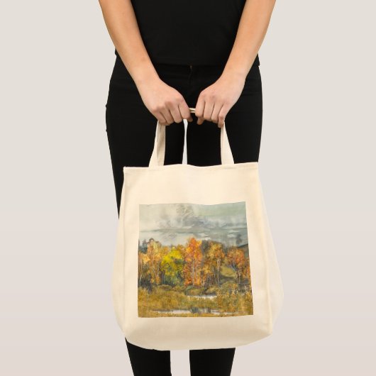 秋絵画の水色 トートバッグ (正面(商品))
