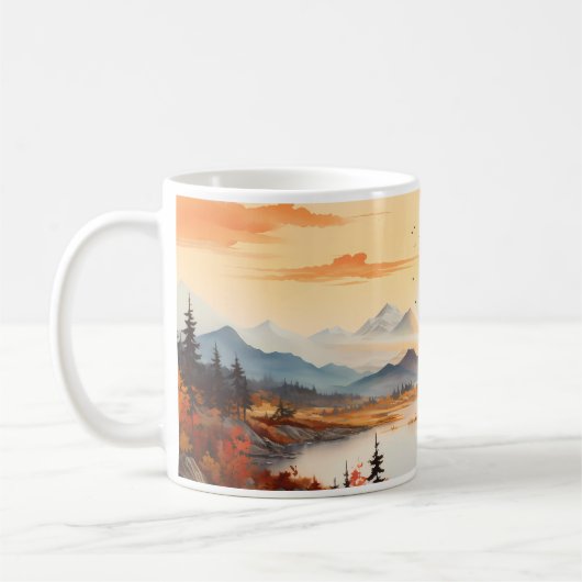 秋絵画の コーヒーマグカップ (左)