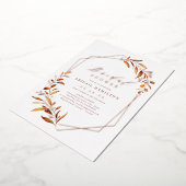 秋緑化幾何学素朴ブライダルシャワー 箔招待状 (回転した状態)