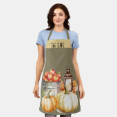 秋美学名前をカスタムするレストラン エプロン (着用した状態)