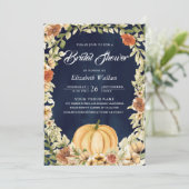 秋自然フローラパンプキンネイビーブルーブライダルシャワー 招待状 (スタンド正面)