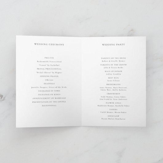 秋自然植物学フローラ結婚式 プログラム (内部)