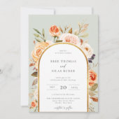 秋自然植物性フローラアーチ結婚枠 招待状 (正面)