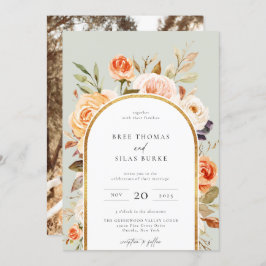 秋自然植物性フローラアーチ結婚枠 招待状