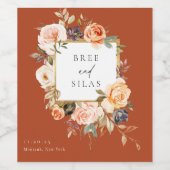 秋自然植物性フローラ結婚ワインラベル ワインラベル (シングルラベル)