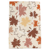 秋自然、秋のメープルリーフ感謝祭 ミディアムペーパーバッグ (裏面)