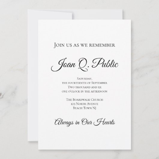 秋色お祝い追悼碑 招待状 (裏面)