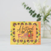 秋色のフェスティバル秋の感謝祭 ポストカード (スタンド正面)