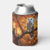 秋色のフクロウの保冷ケース 缶クーラー (缶正面)