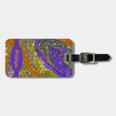 秋色の幾何学的抽象芸術自然モザイク ラゲッジタグ (正面横)