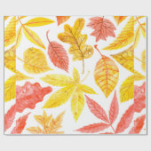秋色の水彩カラフル ラッピングペーパー (フラット)