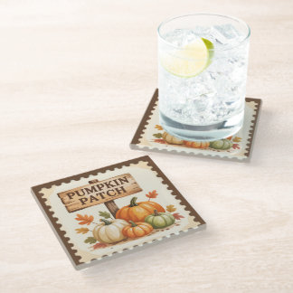 秋色の紅葉スタンプのシーン ガラスコースター