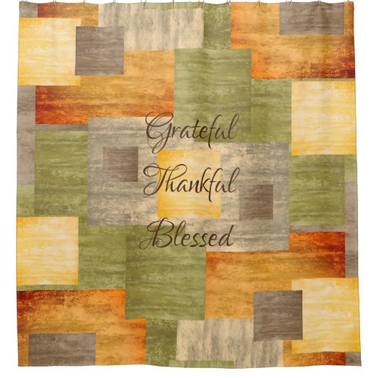 秋色ブロック シャワーカーテン (正面)