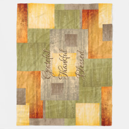 秋色ブロック フリースブランケット