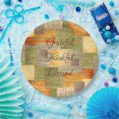 秋色ブロック ペーパープレート (パーティー)