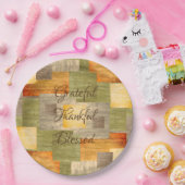 秋色ブロック ペーパープレート (パーティー)