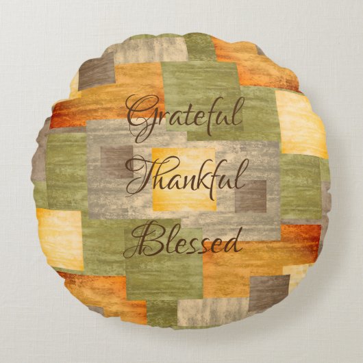 秋色ブロック ラウンドクッション (正面)