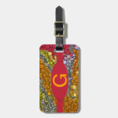 秋色幾何モザイクモカスタムノグラム ラゲッジタグ (正面縦)