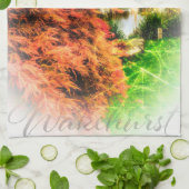 秋色紅色ティータオル キッチンタオル (折り畳み)