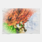 秋色紅色ティータオル キッチンタオル (横)