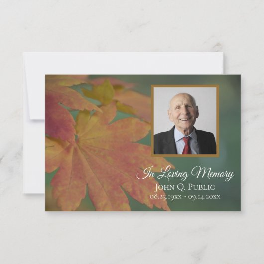 秋色離れ付葬記念悔やみや弔慰 サンキューカード (正面)