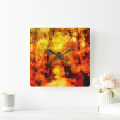 秋色 |抽象芸術横 スクエア壁時計 (ホーム)