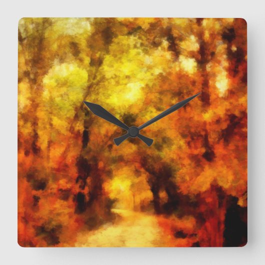 秋色 |抽象芸術横 スクエア壁時計 (正面)