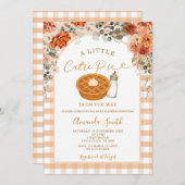 秋花かわいこちゃんパイギンガム秋ベビーシャワー 招待状 (正面/裏面)