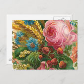 「秋花の収穫」ヴィンテージ ポストカード (正面/裏面)